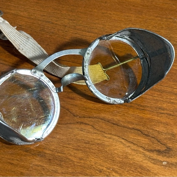 Vintage Wilson Goggles Yellow lens Metal Frame Side Mesh Steampunk Motorcycle - Picture 9 of 9
